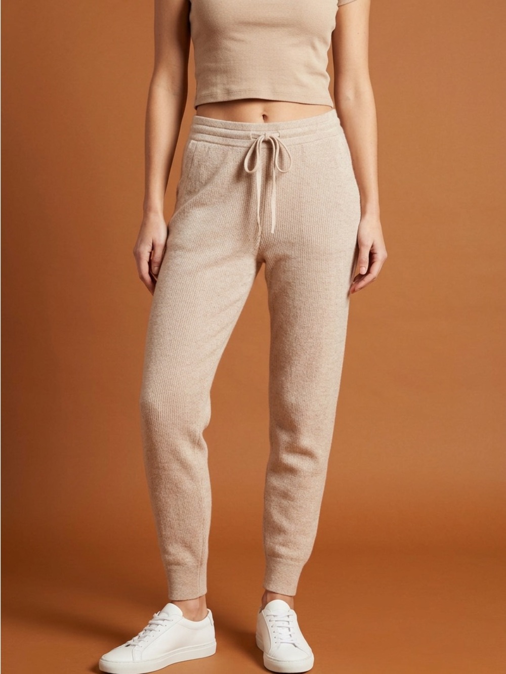 All Saints Women’s Beige Knit Drawstring Joggers